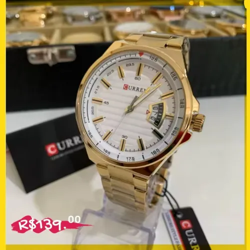 Relógio Curren Dourado Elegante e Refinado