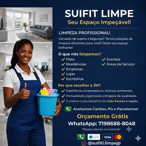 Precisando de uma limpeza hoje? Faxina em JP