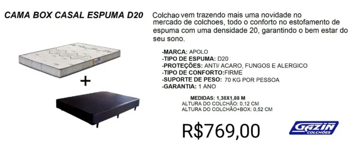 CAMA BOX +COLCHÃO A PRONTA-ENTREGA