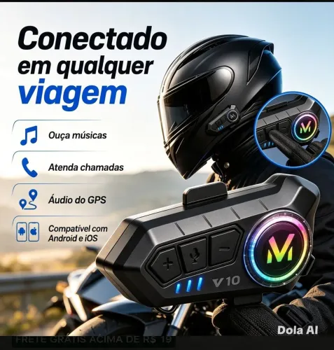 Fone Bluetooth Capacete Moto NeoXtek V10 Resistência Água IPX6