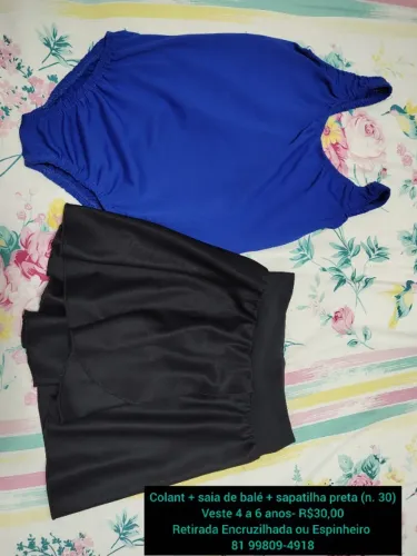 colant + saia balé (veste 4 a 6 anos) + sapatilha