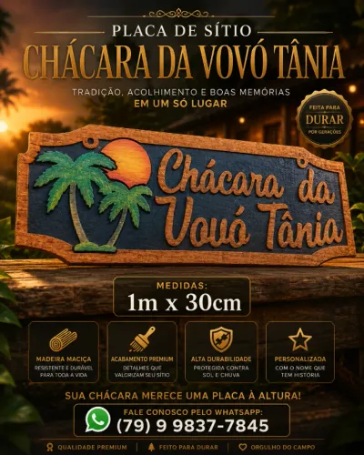Placa pra Sítio, Chácara, Fazenda, Barzinho, Etc...