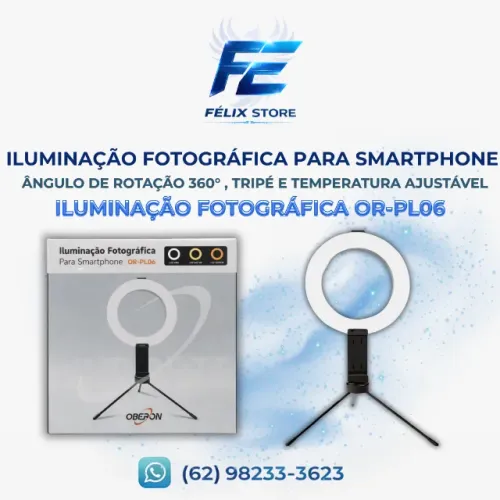 Ring Light Profissional OR-PL06 - Iluminação Perfeita para Fotos e Vídeos