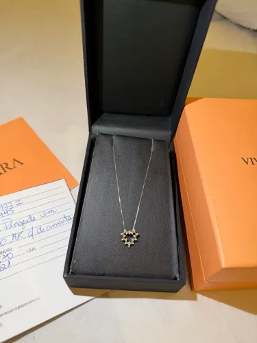 Colar ouro branco 18k e diamantes