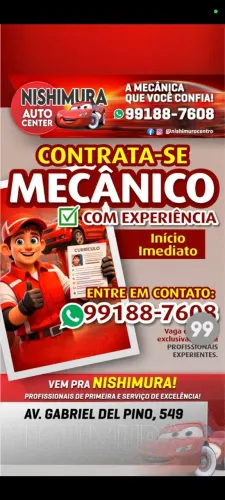 Contrata se Mecânico de automóveis com Experiência vaga para início imediato 