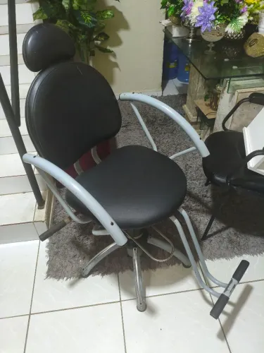 Cadeira de barbeiro hidráulica e reclinável apoiador de cabeça e regulador + Bancada
