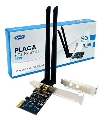 Placa WiFi PCI Knup KP-T119 Dual Band 2.4/5GHz 867Mbps Antena Externa