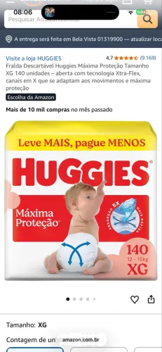 Vende se fralda Huggies tamanho XG