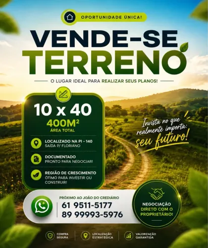 Vende se terreno, com documentação em dias no ponto de transferir!!