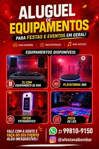 DJ com equipamento de Som, Totem fotográfico, Plataforma 360 e Pista de LED