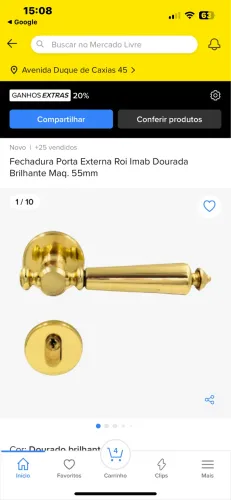 Fechadura dourada com  alta resistência e segurança 