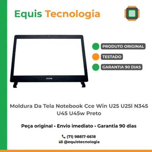 Moldura Da Tela Notebook Cce Win U25 U25l N345 U45 U45w Preto