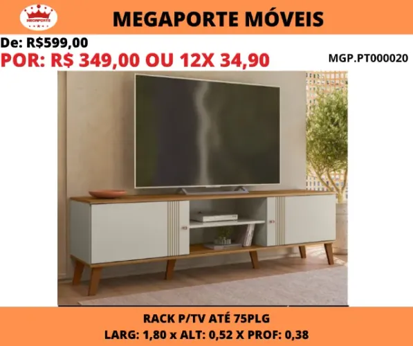 Rack Denver 1,80 para Tv até 75 Polegadas