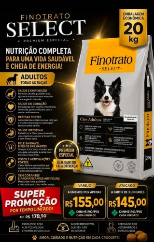 Ração Premium especial Finotrato select 20kg,  fazemos entregas em todo DF 
