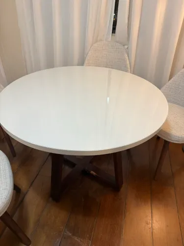 Mesa de Jantar Redonda 110cm Tampa Vidro ? Retirada Itaim Bibi