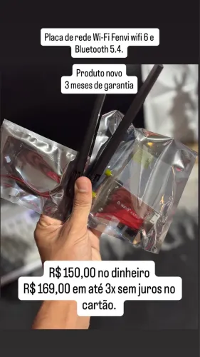 Placa de rede Wi-Fi Fenvi wifi 6 e Bluetooth 5.4.