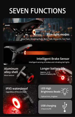 J.W.S Lanterna inteligente: sensor de frenagem(BrakeLight s) e Movimento(apaga ao parar)