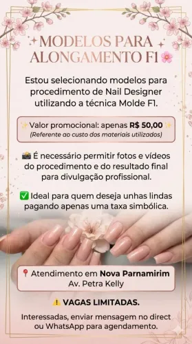 Procura-se Modelos de Nail Designer (Molde F1) - R$50.