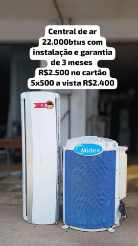 Central de ar 22.000 btus com instalação e garantia de 3 meses