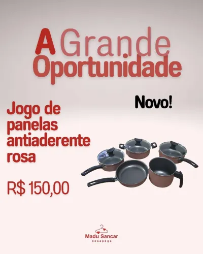 JOGO DE PANELAS ANTIADERENTES ROSA