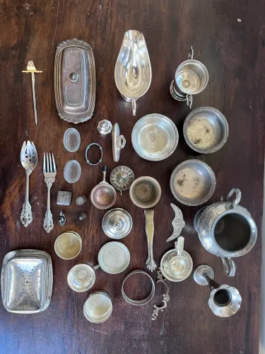 Prateados - Lote de peças antigas para decoração e cozinha 