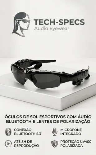 Óculos De Sol Sem Fio Bluetooth MP3 Dobrável Esporte