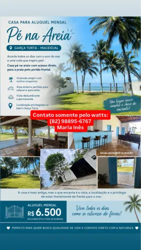CASA PÉ NA AREIA - GARÇA TORTA - MACEIÓ/AL