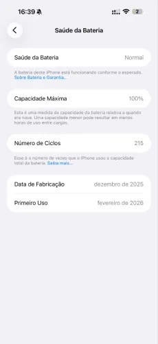 iPhone 17 Pro Max 256GB - 100% de bateria - 215 ciclos - EUA