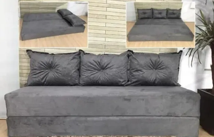 Sofá cama sofanete multiuso C/3 Almofadas Suede 