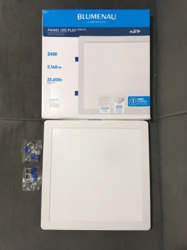 Painel Led Quadrado Embutir 24w Blumenau Play Bivolt - Branco Neutro de 29x29cm c/ 6 peças