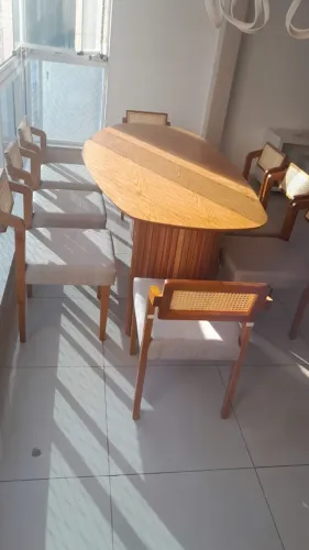 Mesa de Jantar tampo organico 2 metros com 8 cadeiras