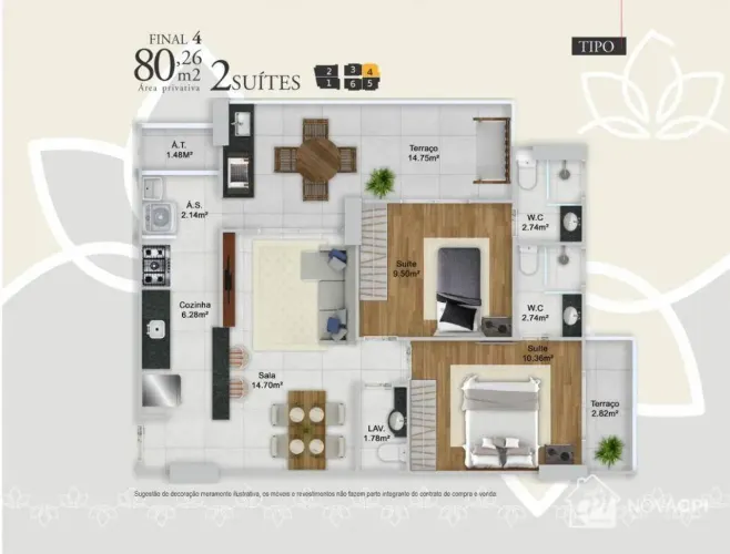 Apartamento com 2 quartos à venda na Vila Guilhermina Praia Grande/SP
