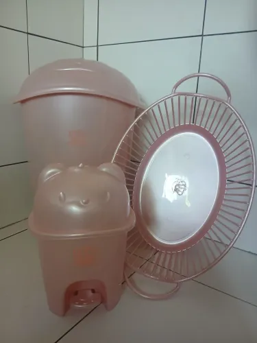Kit cesto de roupa, lixeira e balde grande de colocar roupas