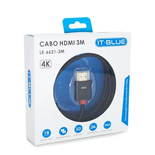 Cabo hdmi 3 metros 4k le-6621