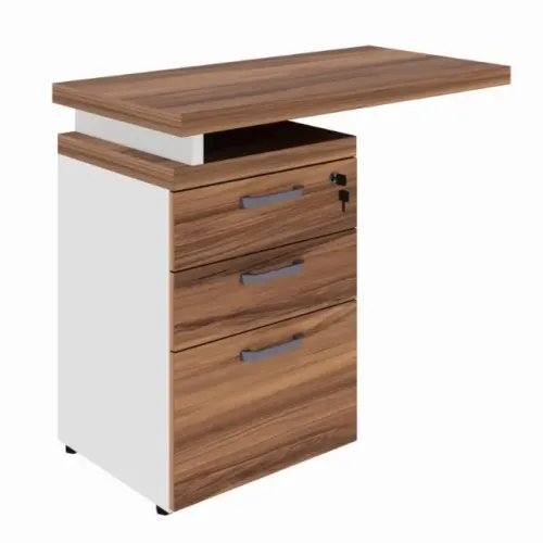 Mesa Auxiliar com 03 Gavetas Pedestal Nogal Sevilha/Branco Prática Modelo 34309