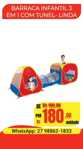 Barraca Infantil 3 Em 1 Com Tunel- Linda