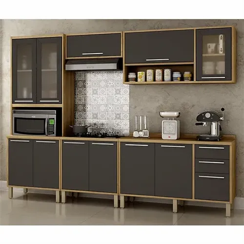 Cozinha Completa Paris com balcão p/ cooktop - Entrega/Montagem grátis para Fortaleza