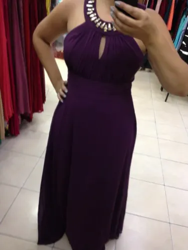 Vestido de festa longo com pedraria - roxo tamanho G