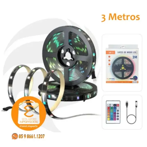 Fita Led com USB Luzes RGB 3 Metros Inova MD-12795