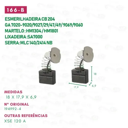 escova carvão para esmerilhadeira motor reparo cod: 166- b
