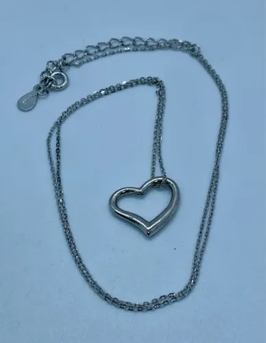 Colar de prata 925 pingente de coração