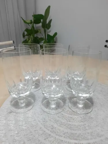 Conjunto de 6 Taças de Cristal lapidado