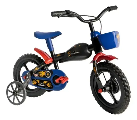 Bicicleta de passeio/urbana infantil Styll Baby Baby Moto bike aro 12 cor preto/azul/verme