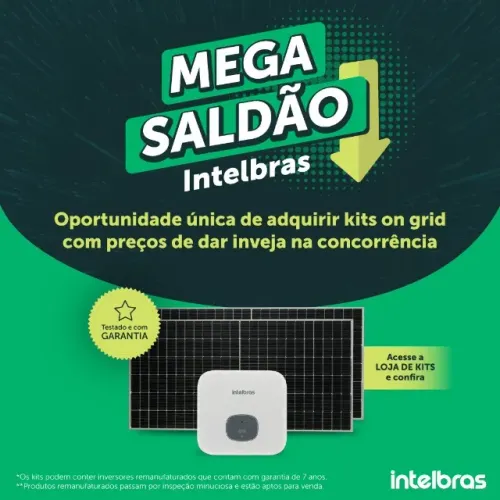 Kit Solar Intelbras 1000kWh/mês   - Até 96x no boleto