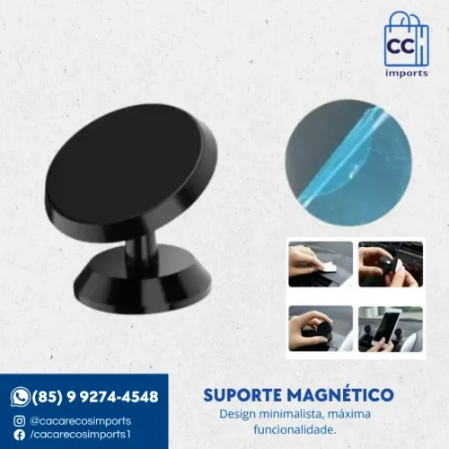 Suporte Magnético para Carro 360° - Preto