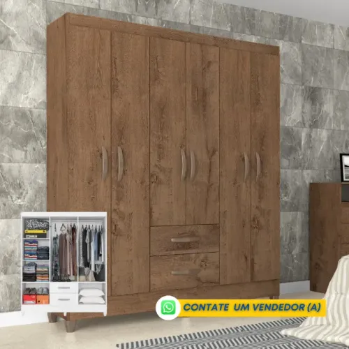 Guarda Roupa 1.49m 6 Portas Lisper - Monta na Hora