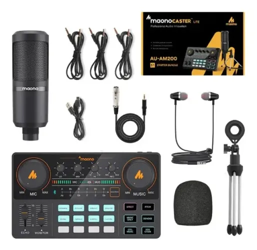 Mixer Maonocaster Lite Am200-s1 Podcast Studio + Mic + Fone Mixer Maonocaster Lite Am200-s