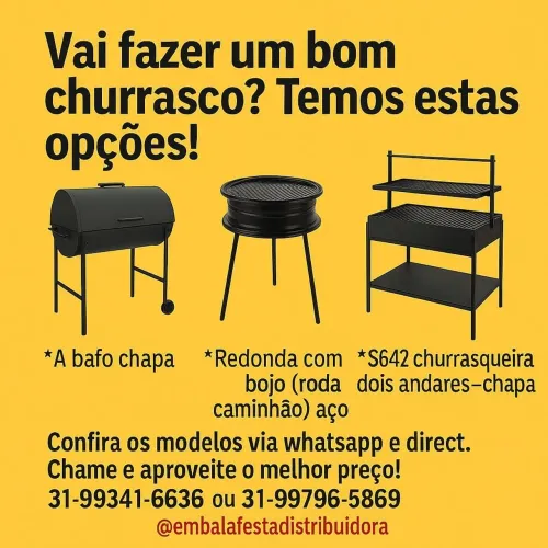 Churrasqueiras vários modelos! As férias, feriados, verão, carnaval etc. Isopor temos!