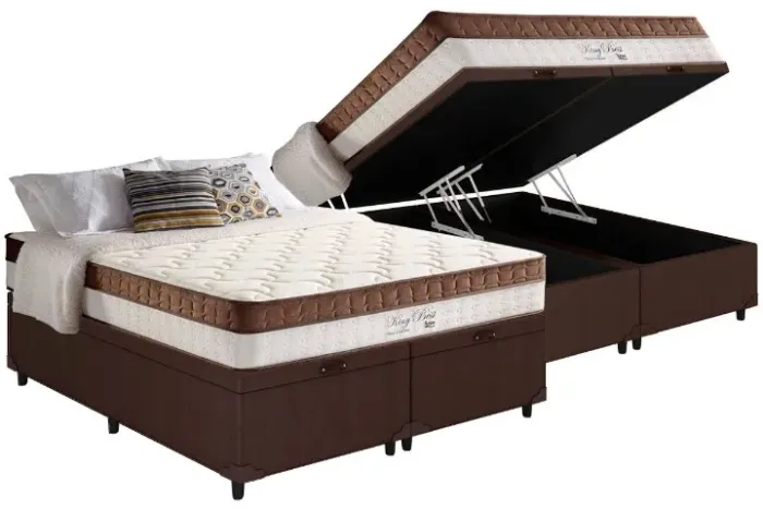 Cama Box Baú Queen com Colchão Anjos King Best Molas Ensacadas NOVO FRETE GRÁTIS