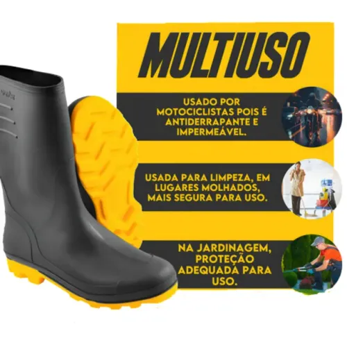 Bota Galocha Pvc Forrada Impermeável Leve Antiderrapante